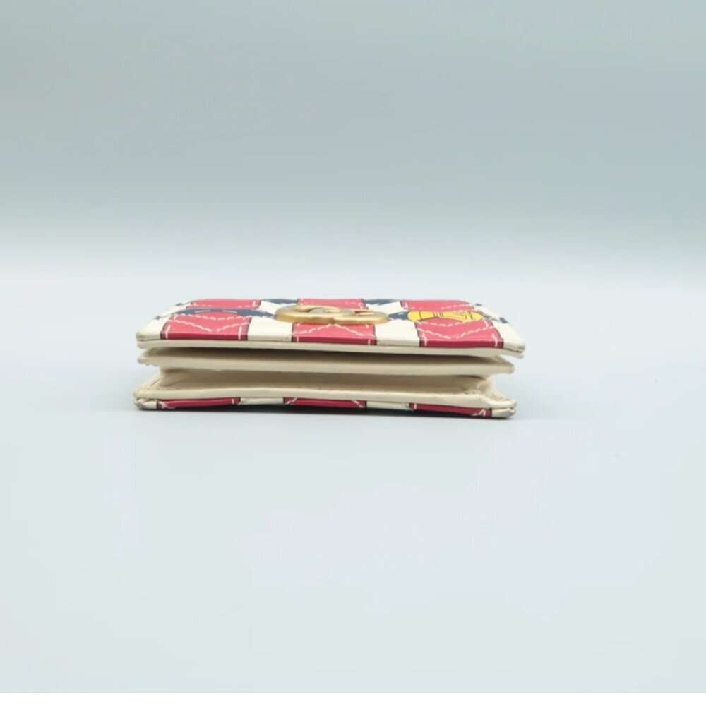 100% Authentic GUCCI White&Red Trompe L'Oeil Leather Wallet - Picture 6 of 12